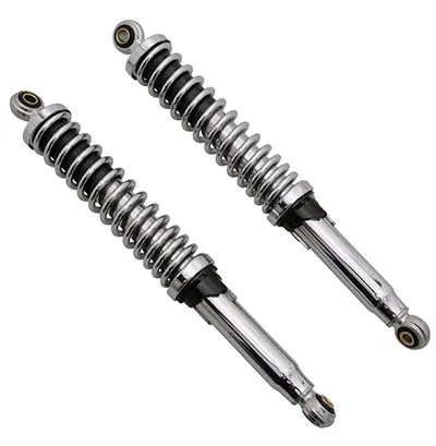 Chromfarbener verstellbarer Motorrad-Stoßdämpfer (Lochabstand 360 MM) obere Befestigungsdurchmesser 10MM und untere 8MM (Paar) -selection P2R
