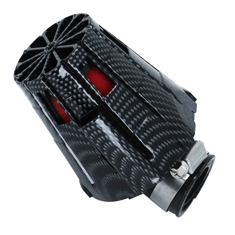 Filtre à air Replay E5 box carbone brillant mousse rouge fixation coude 45° diam 35-28