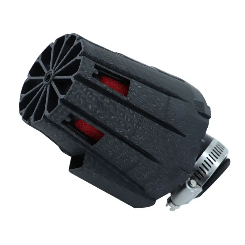 Filtre à air Replay E5 Box carbone mat mousse rouge fixation coude 45° diam 35-28