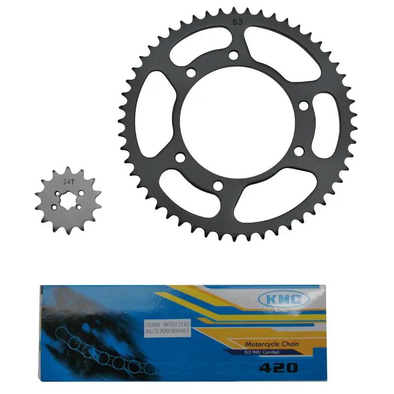 Kit chaine adaptable derbi 50 senda DRD 2002+2005 420 14X53 (alesage 105MM) (demultiplication origine) -P2R
