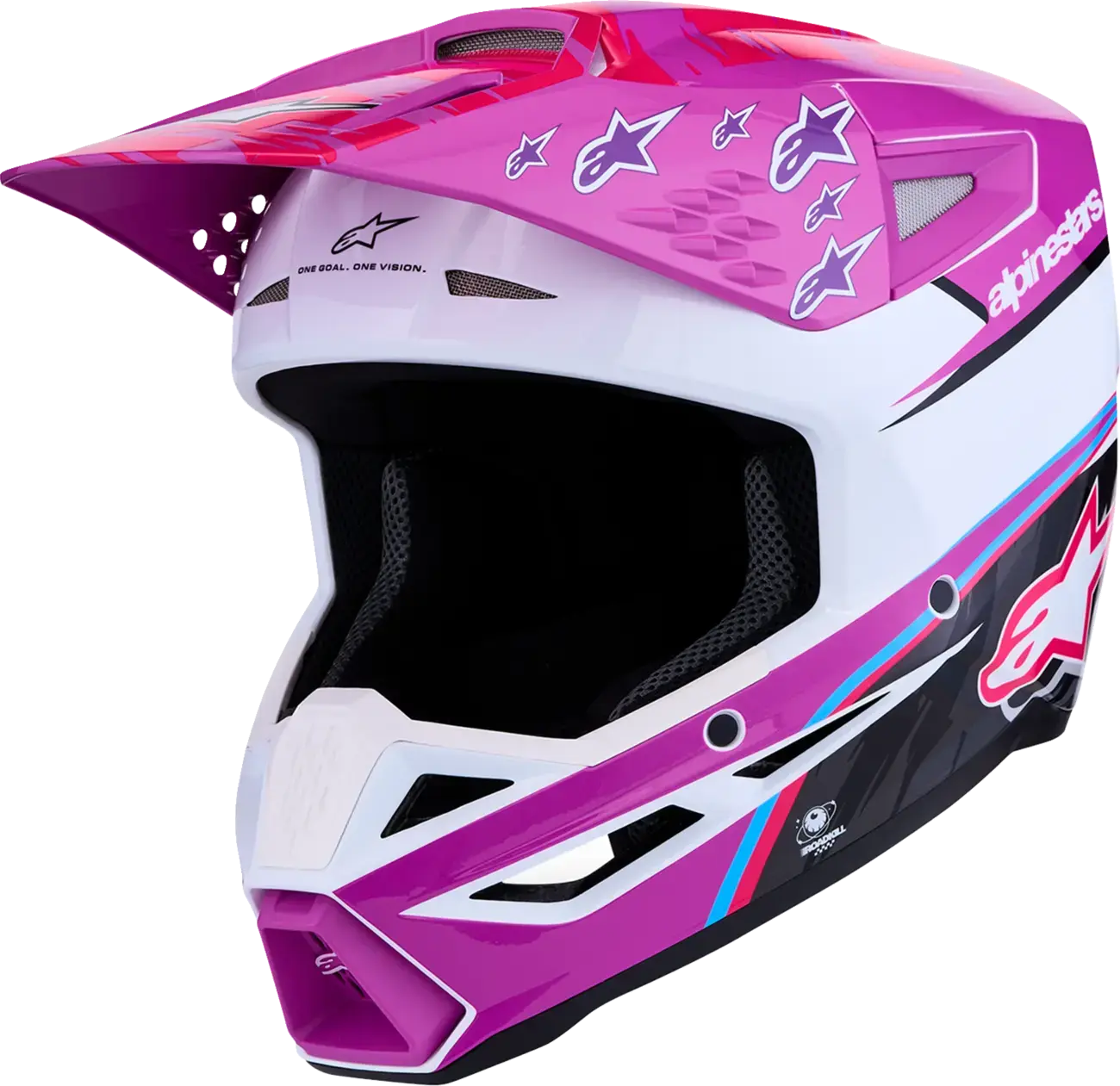 Alpinestars SM3 Falcon motociklo šalmas, Balta/Rožinė/Purpurinė