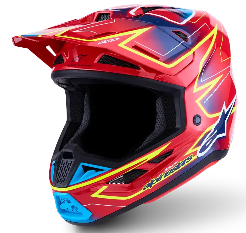 Alpinestars SM7 Cast 헬멧 레드/옐로우/블루 XL