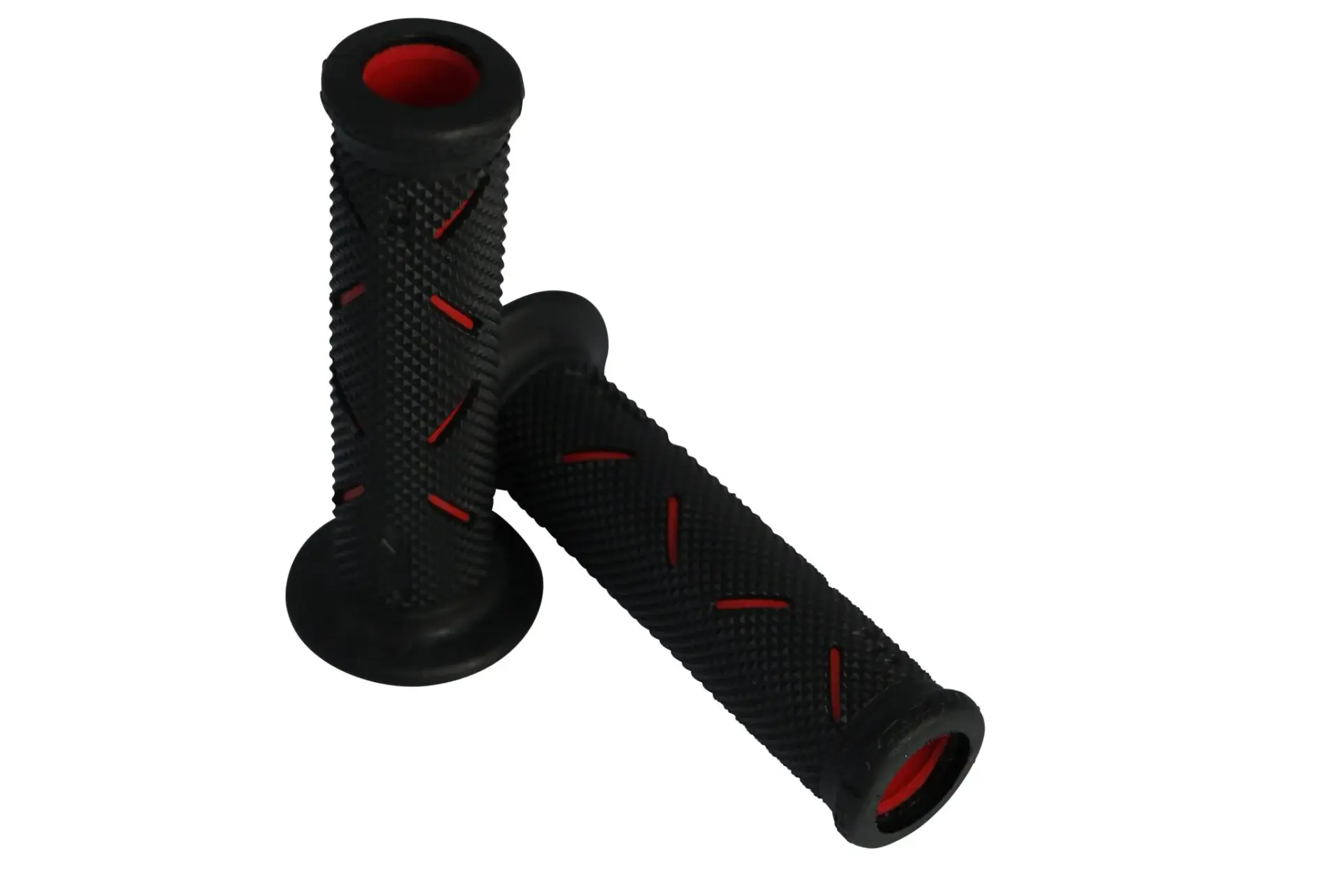 غطاء مقبض Progrip 717 مزدوج الكثافة أسود-أحمر Open End 122 ملم (زوج) — المنظر 4