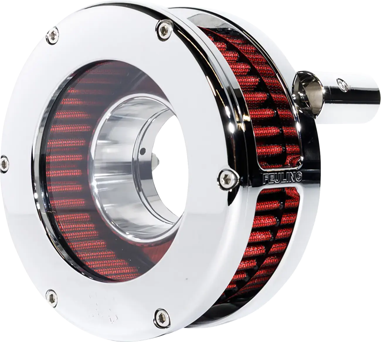 Luftfilter BA Slim Clear Cover Chrome/Rot 93-99 Evo für Motorrad