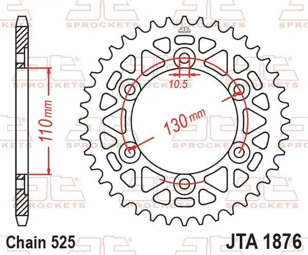 Заден зъбник 43 зъба черен за мотоциклет JT Sprockets — изглед 2
