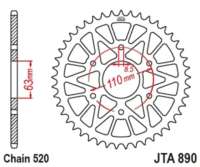 42-Zahn schwarzes Ritzel JT SPROCKETS für Motorrad und Roller — Ansicht 2