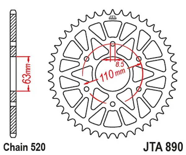 42-Zahn schwarzes Ritzel JT SPROCKETS für Motorrad und Roller — Ansicht 5