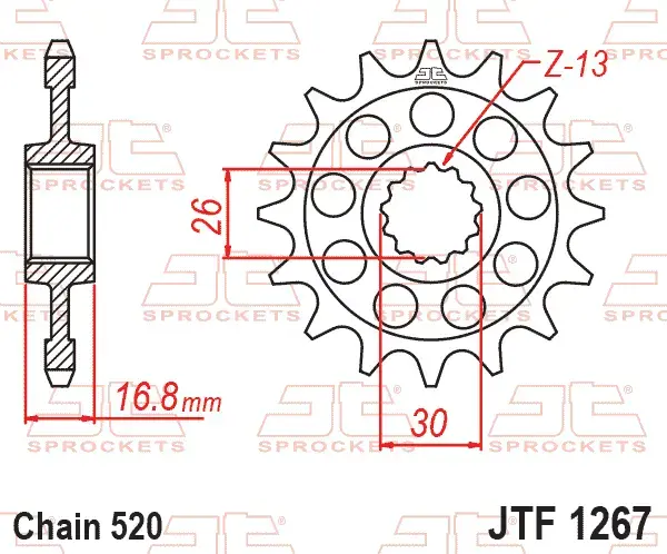 Vorderes Ritzel 16 Zähne 520 für Motorrad JT SPROCKETS — Ansicht 3