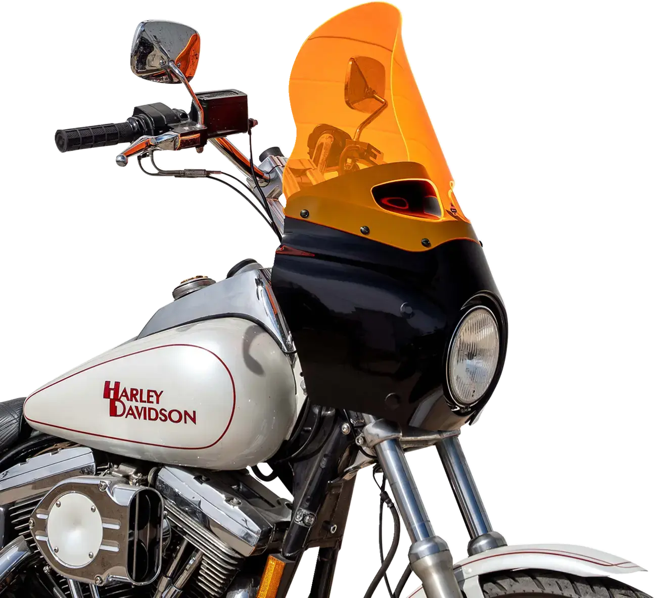 Klock Werks Road Warrior Fairing - Větrný štít pro Harley 15' Ornage Ice — pohled 3