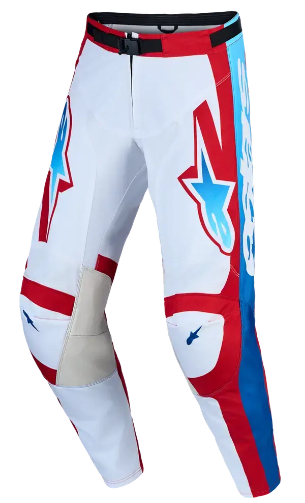 Alpinestars Racer Hunt Hose Weiß/Rot/Blau für Motocross — Ansicht 3