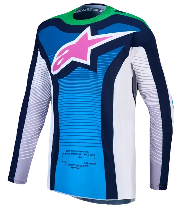 Jersey Techstar Maven Alpinestars Weiß/Blau für Motocross — Ansicht 3