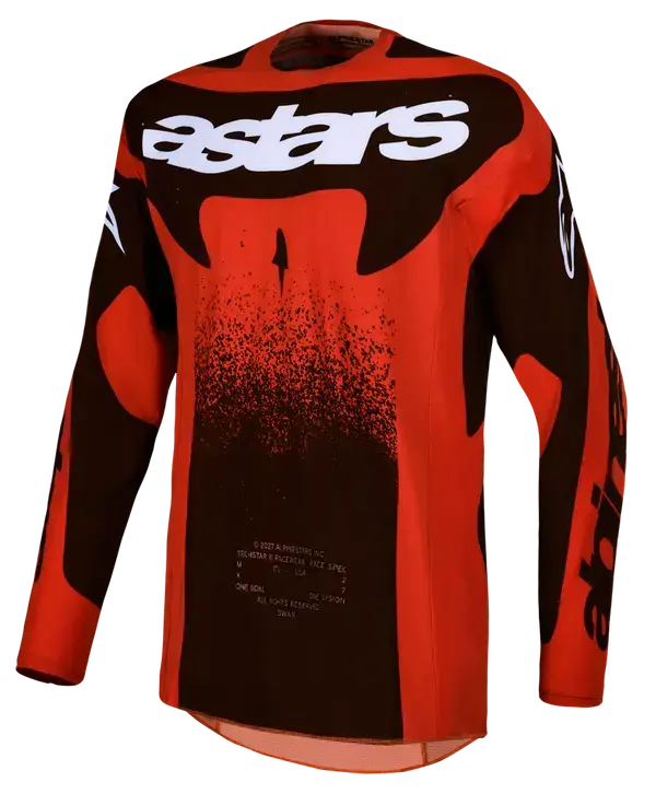 Alpinestars Techstar Swan Rot/Schwarz/Weiß Motocross-Jersey — Ansicht 3