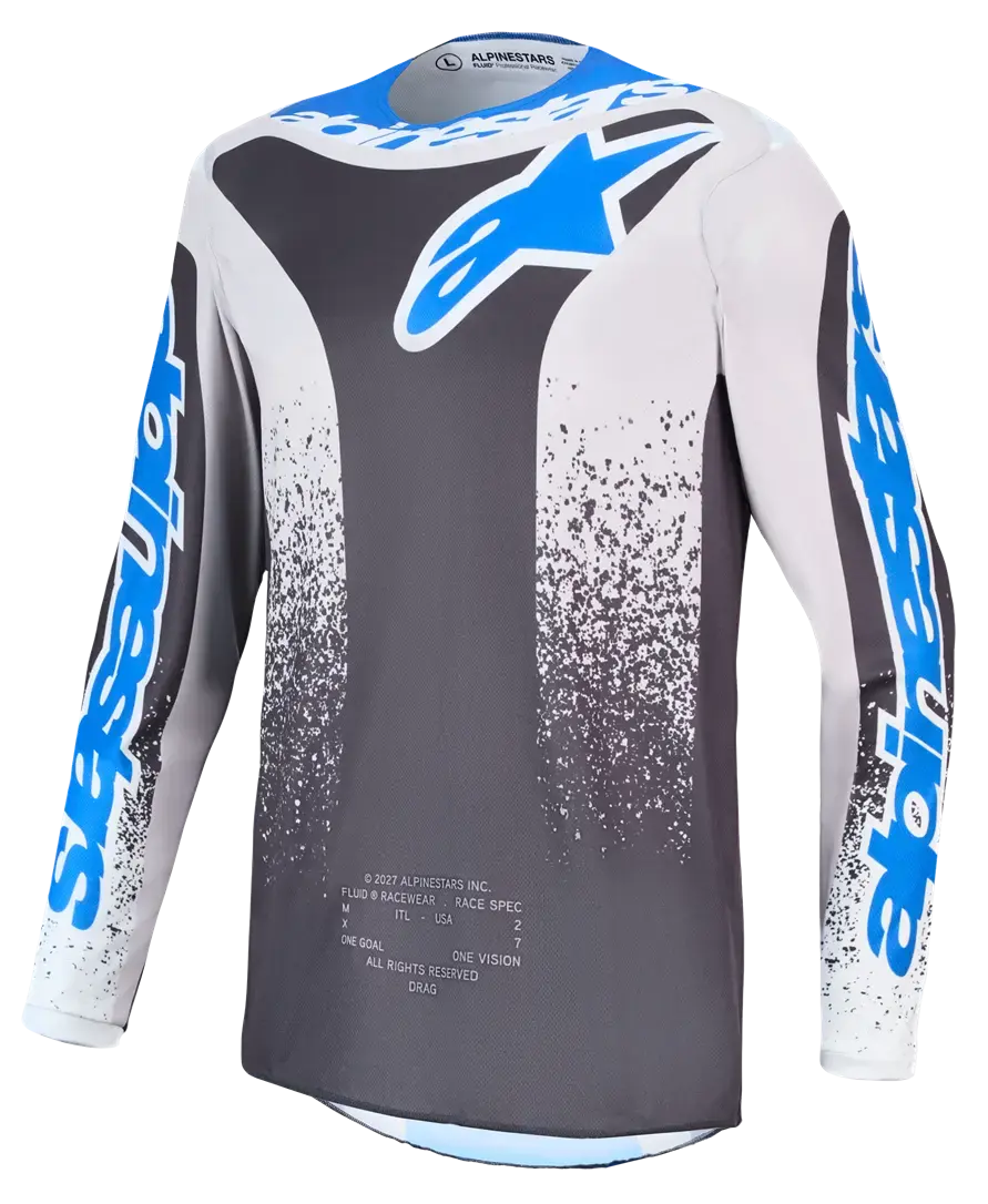Jersey Fluid Drag Alpinestars Gris/Lila/Bleu pour Motocross