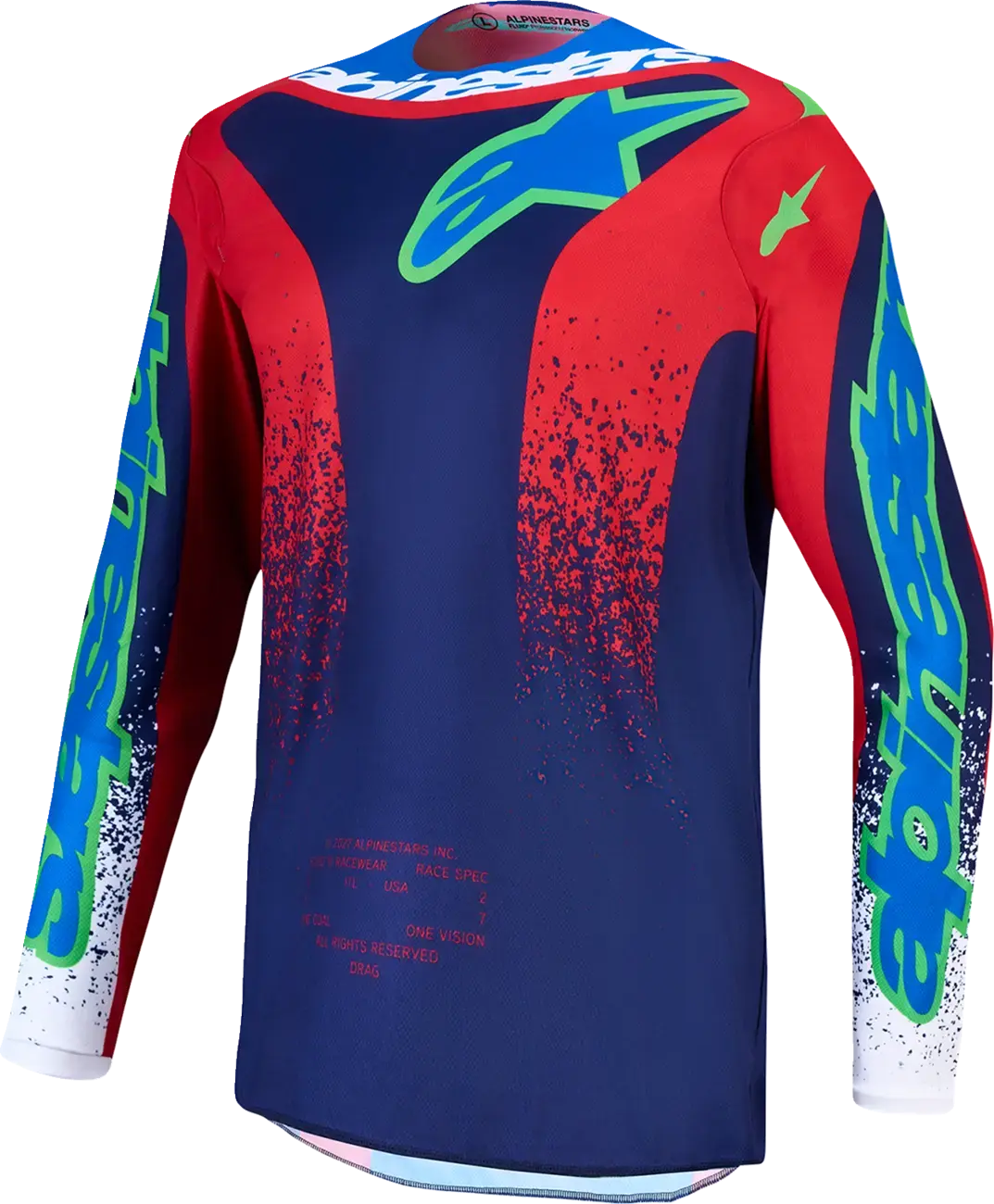 قميص Alpinestars Fluid Drag للشباب، أزرق/أسود/أحمر