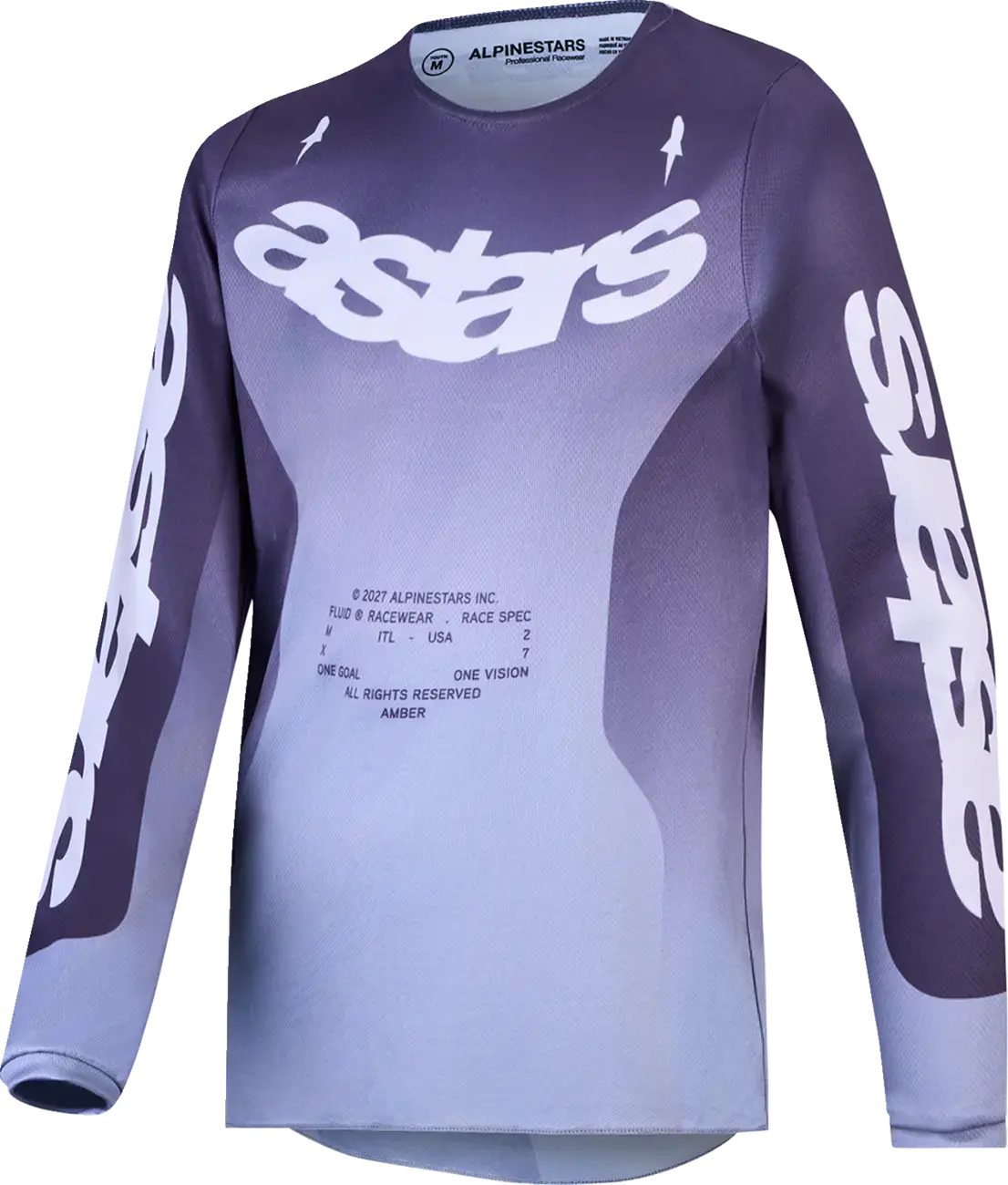 Maillot de moto pour jeunes Alpinestars Fluid Amber Gris/Lila