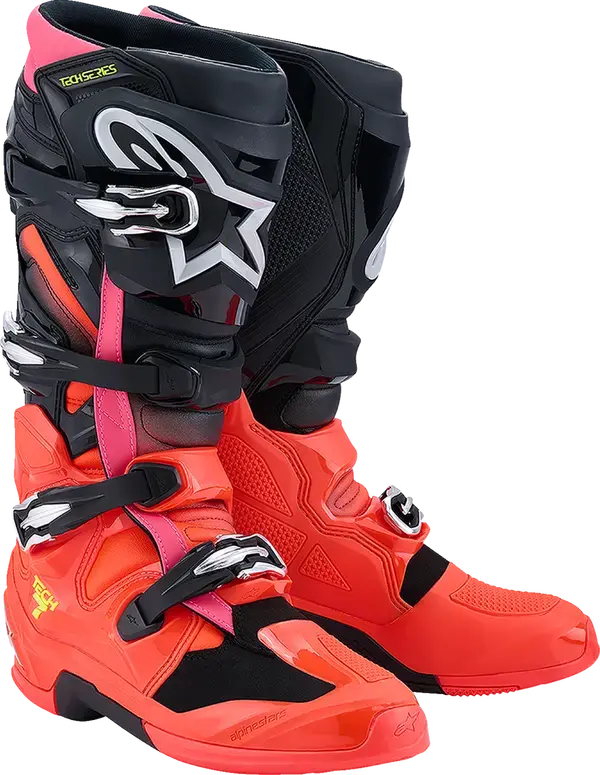 Motocyklové boty Alpinestars Tech 7 černá/červená fluorescenční růžová 8