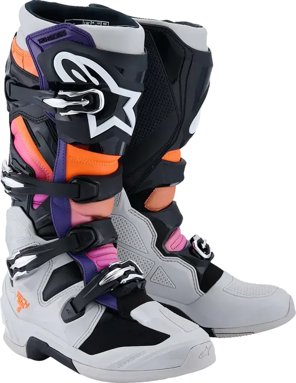 Alpinestars Tech 7 Black/Light Grey/Fluorescent Orange Boots Size M