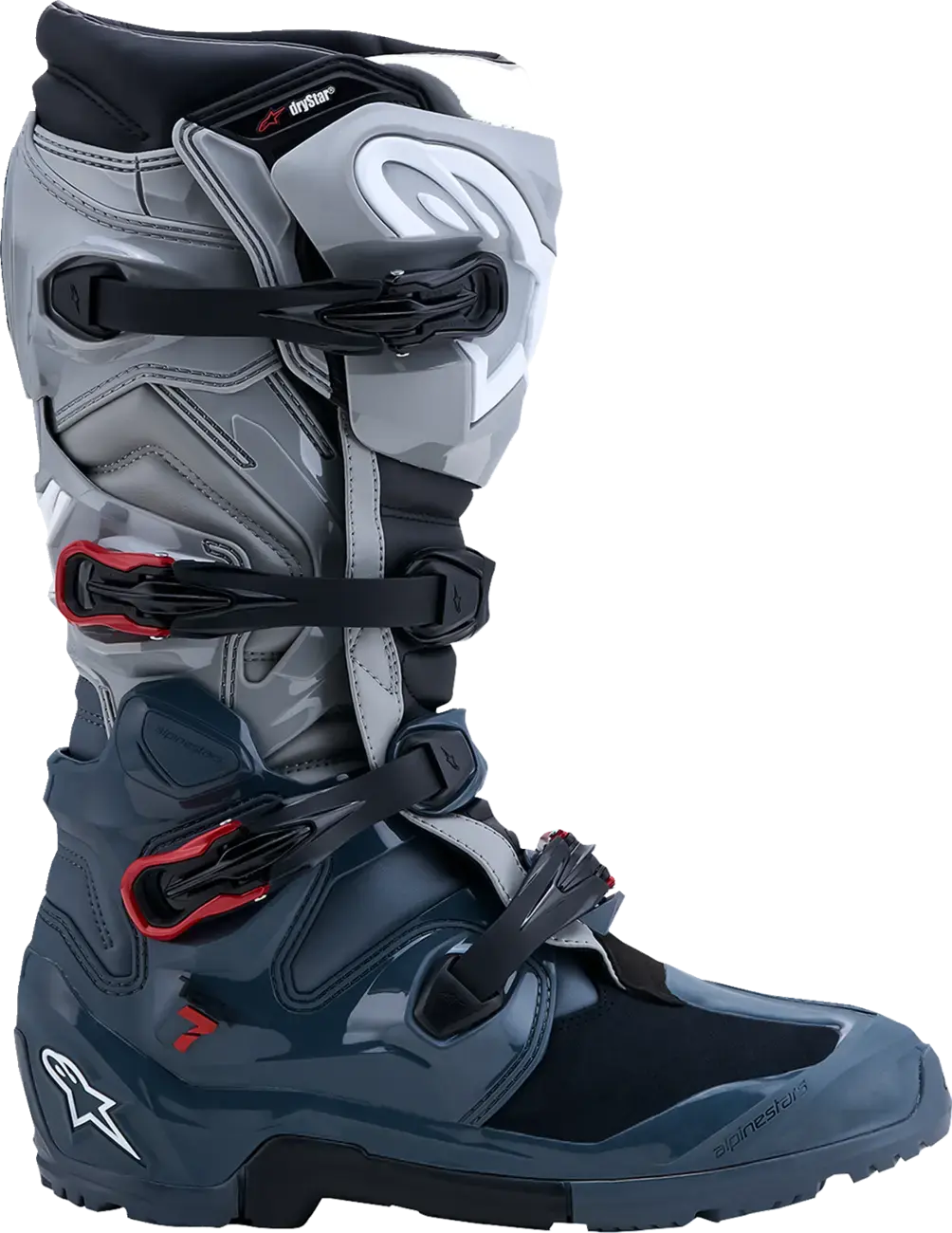 Alpinestars T7 Enduro Stiefel Grau/Rot für Motocross und Gelände — Ansicht 6