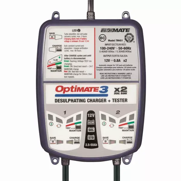 TECMATE Optimate 3 X2 Bank 12V 0.8A - TM 450 Pro — Ansicht 8