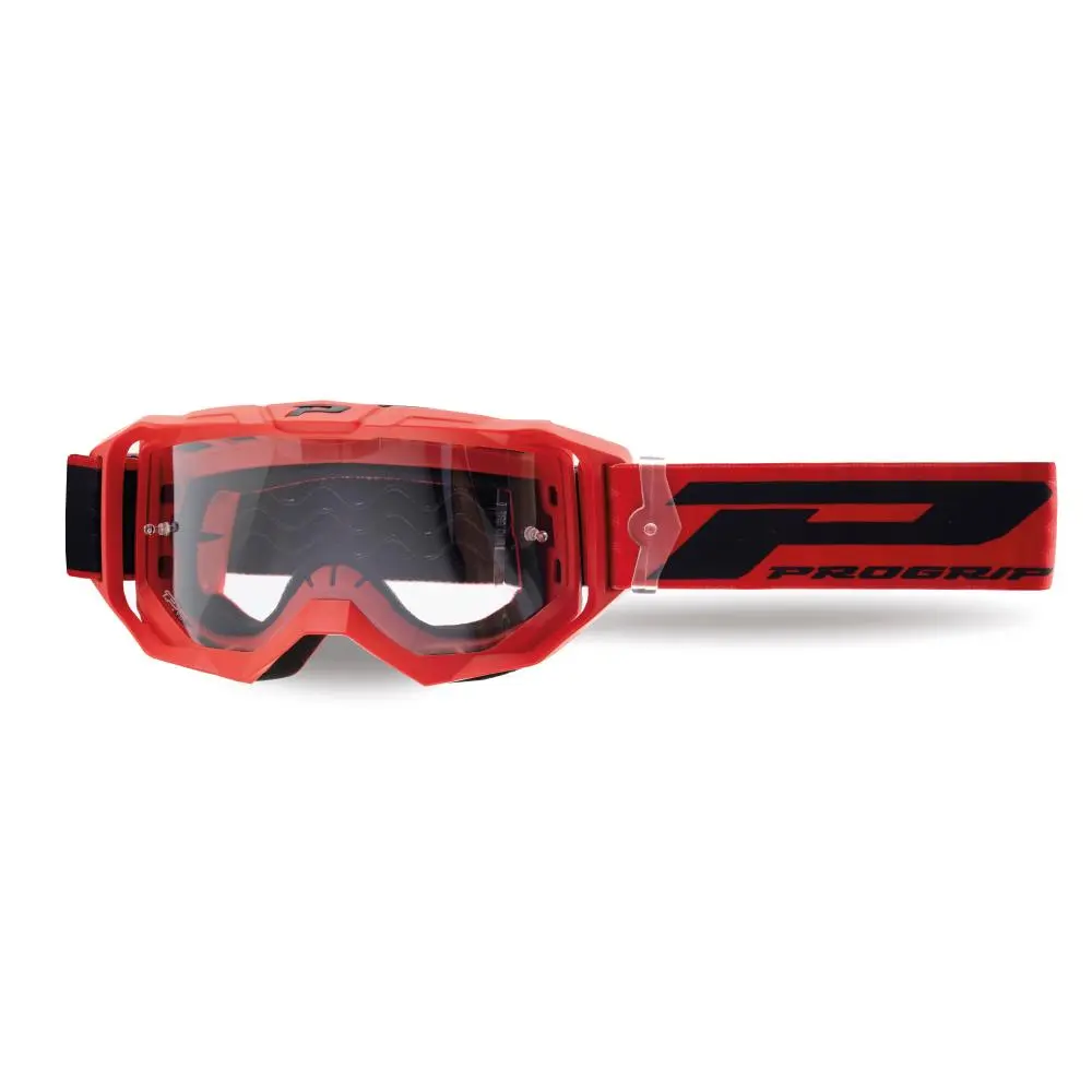 Masque Cross Progrip 3300 Vision Go Rouge Matt, écran Clair