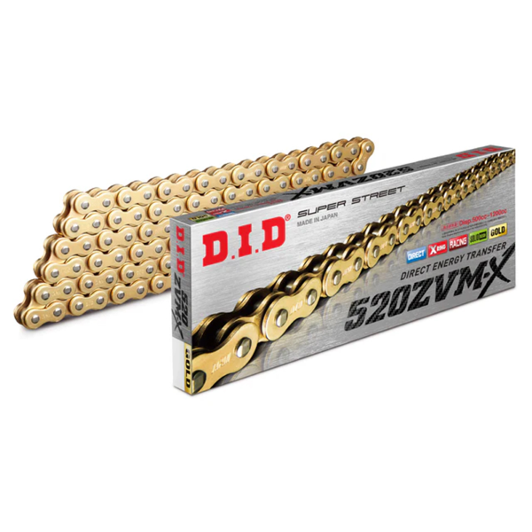 Chaîne DID 520ZVMX/114 X-Ring G&G ouverte avec rivet link - vue 3
