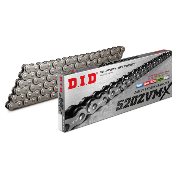 Chaîne DID X-Ring 520ZVMX 116 mailles ouverte avec maillon rivet - vue 2