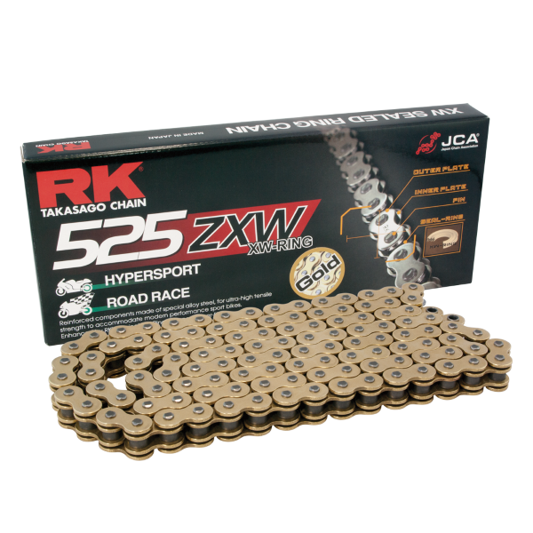 Chaîne RK X-Ring GB525ZXW 116 mailles ouverte avec rivet - vue 2