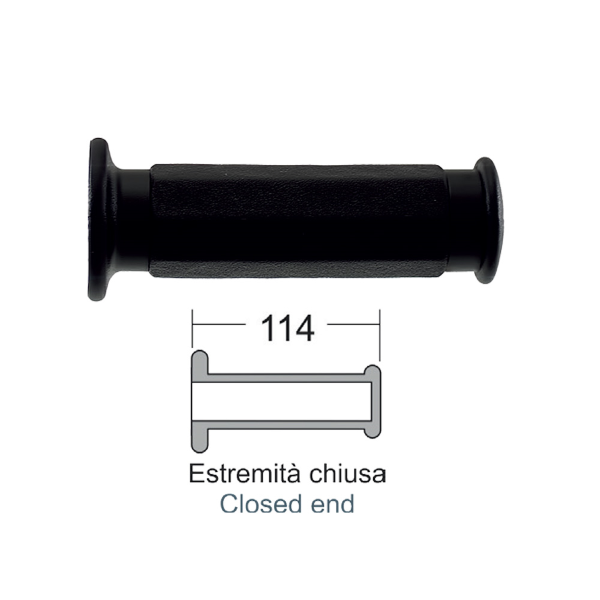 Caoutchouc de poignée Domino noir diamètre 22 mm longueur 145 mm fermé - vue 3