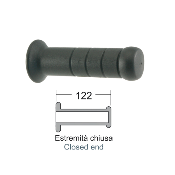 Caoutchouc de poignée Domino noir diamètre 22 mm longueur 128 mm ouvert - vue 4