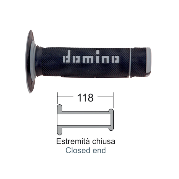 Caoutchouc de poignée Domino A020 noir/gris diamètre 22 mm longueur 118 mm - vue 3