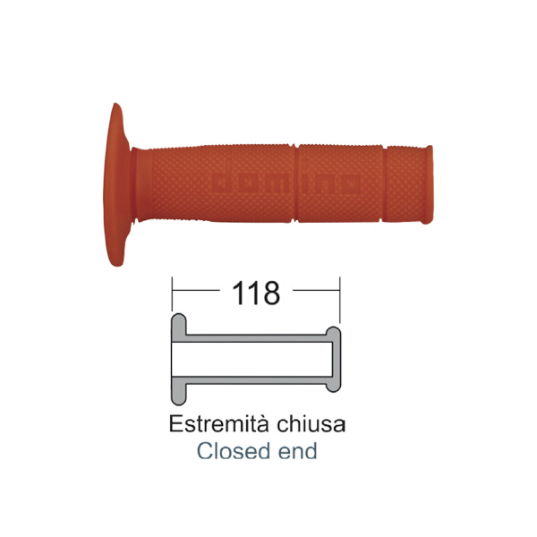 Caoutchouc de poignée Domino rouge diamètre 22 mm longueur 118 mm fermé - vue 3
