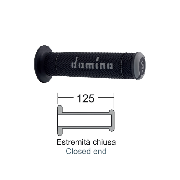 Caoutchouc de poignée Domino SA240 W gris diamètre 22 mm longueur 125 mm fermé - vue 3