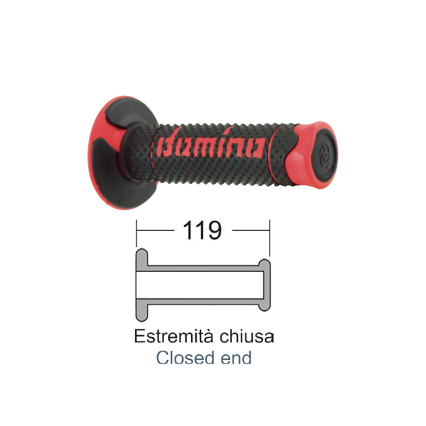 Caoutchouc de poignée Domino A260 noir/rouge diamètre 22 mm longueur 120 mm - vue 3