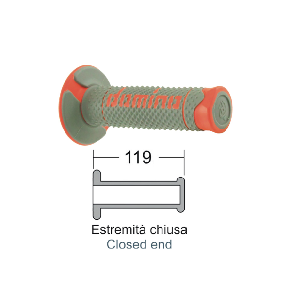 Poignée Domino A260 gris/orange diamètre 22 mm longueur 120 mm - vue 3