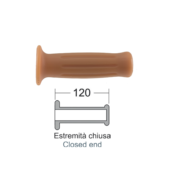 Caoutchouc de poignée orange rétro Domino Diamètre 22 mm Longueur 120 mm fermé - vue 3