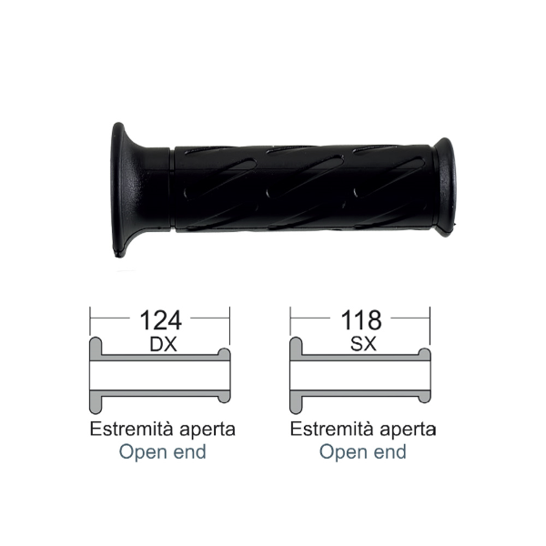 Caoutchouc de poignée Domino noir diamètre 22 mm longueur 126 mm fermé - vue 3