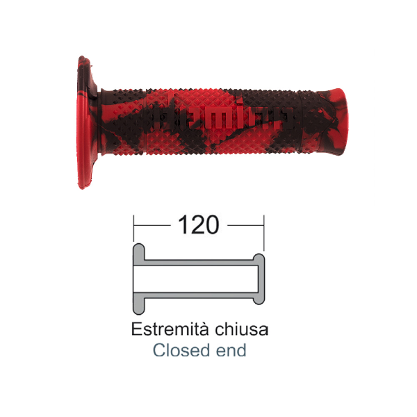 Poignées Domino A260 Rouge/Noir Diamètre 22 mm Longueur 118 mm - vue 2