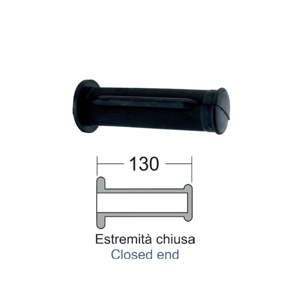 Caoutchouc de poignée Domino noir diamètre 22 mm longueur 128 mm fermé - vue 3