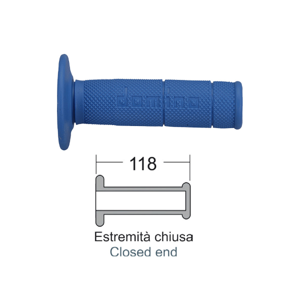 Caoutchouc de poignée Domino bleu diamètre 22 mm longueur 118 mm fermé - vue 3