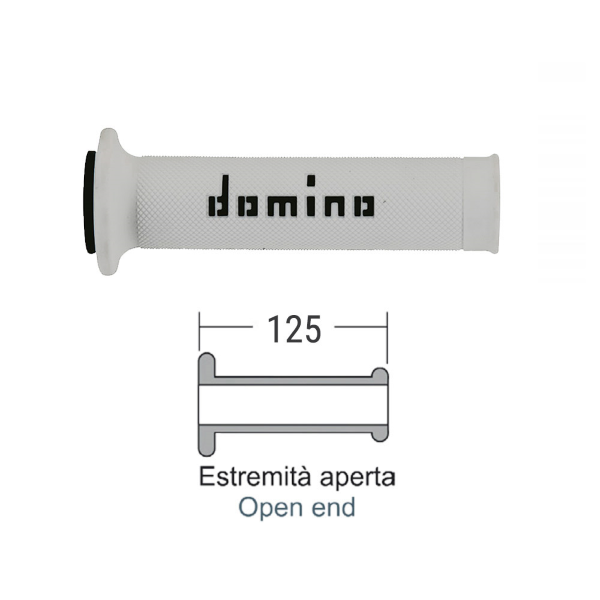 Poignée Domino Caoutchouc A010 Blanc/Noir Diamètre 22 mm Longueur 125 mm Ouvert - vue 3