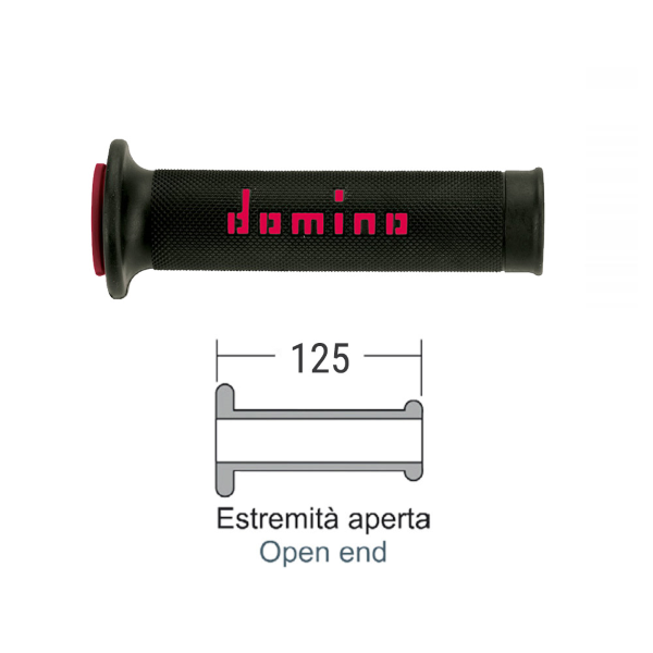 Caoutchouc de poignée Domino A010 noir/rouge diamètre 22 mm longueur 125 mm ouvert - vue 3