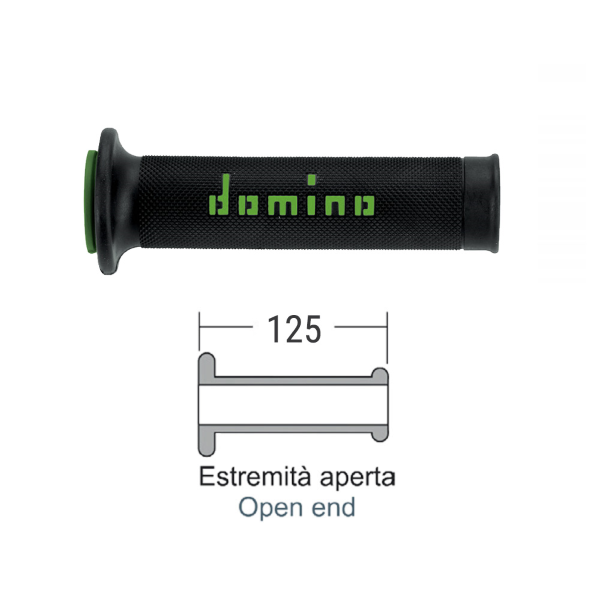 Caoutchouc de Poignée Domino A010 Noir/Vert Diamètre 22 mm Longueur 125 mm Ouvert - vue 2