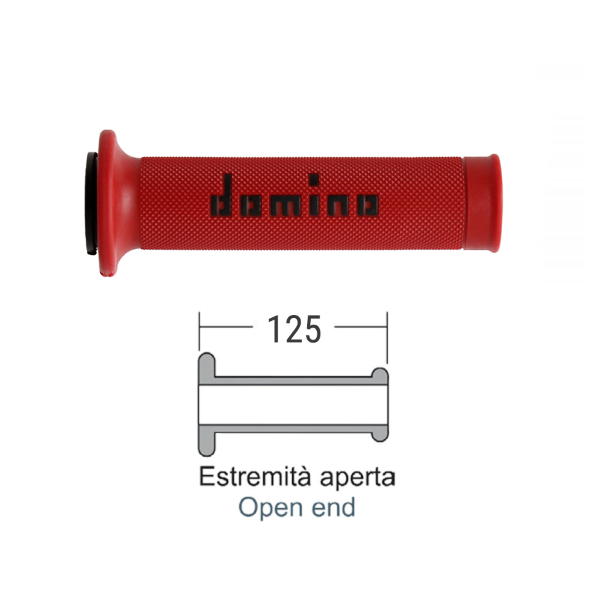 Revêtement poignée Domino moto on road A010 rouge-noir open end 120-125 mm (paire) - vue 3