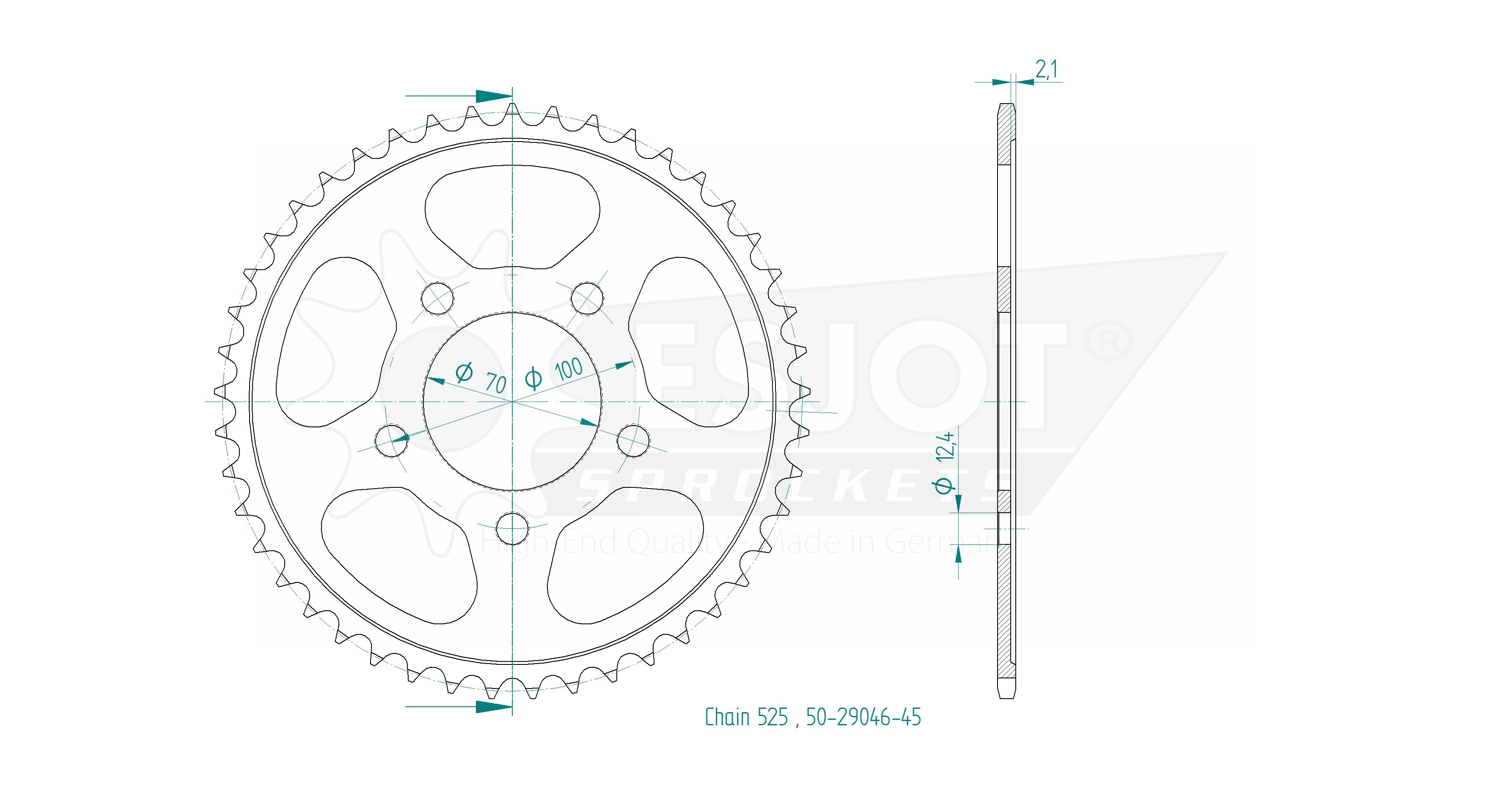 Couronne Esjot 45 dents PAS 525 - vue 2