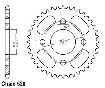 Couronne Esjot 520 30T Kymco MXU 125/300 - vue 5