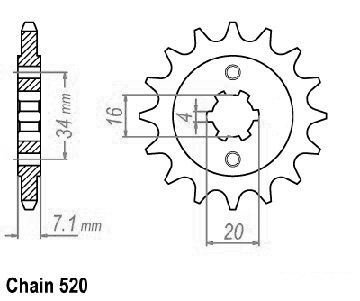 Pignon ESJOT 520 14 dents KTM similaire JTF1903 - vue 4