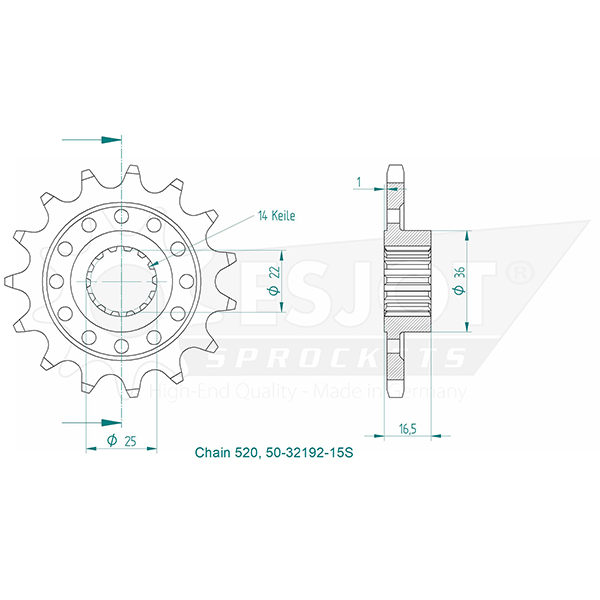 Pignon Supersprox PSB CST-4054 520 15 dents JTF 742-15 - vue 2