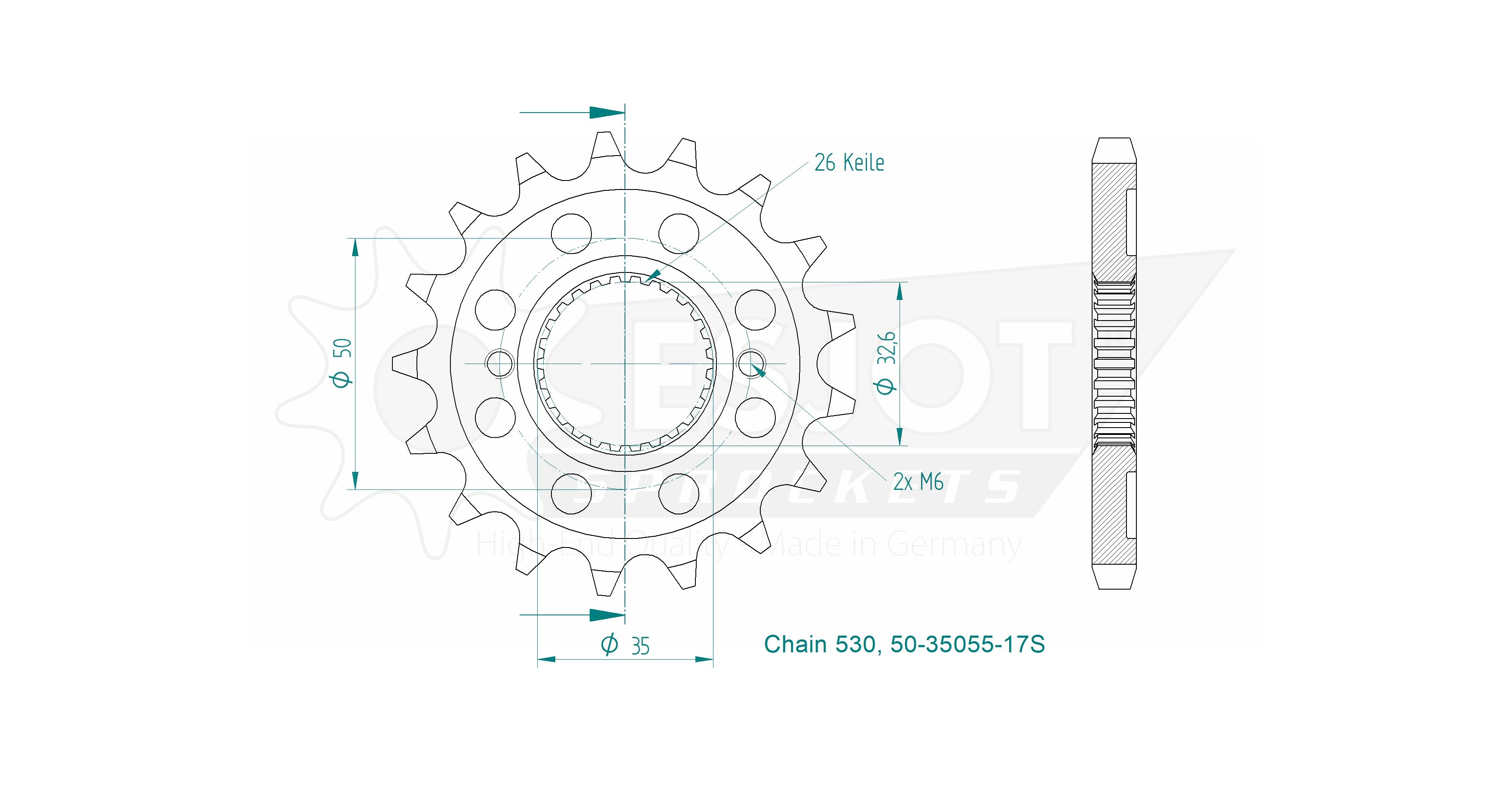 Pignon Racing Esjot 17Z PAS 530 denture fine diamètre intérieur XX/XX - vue 2