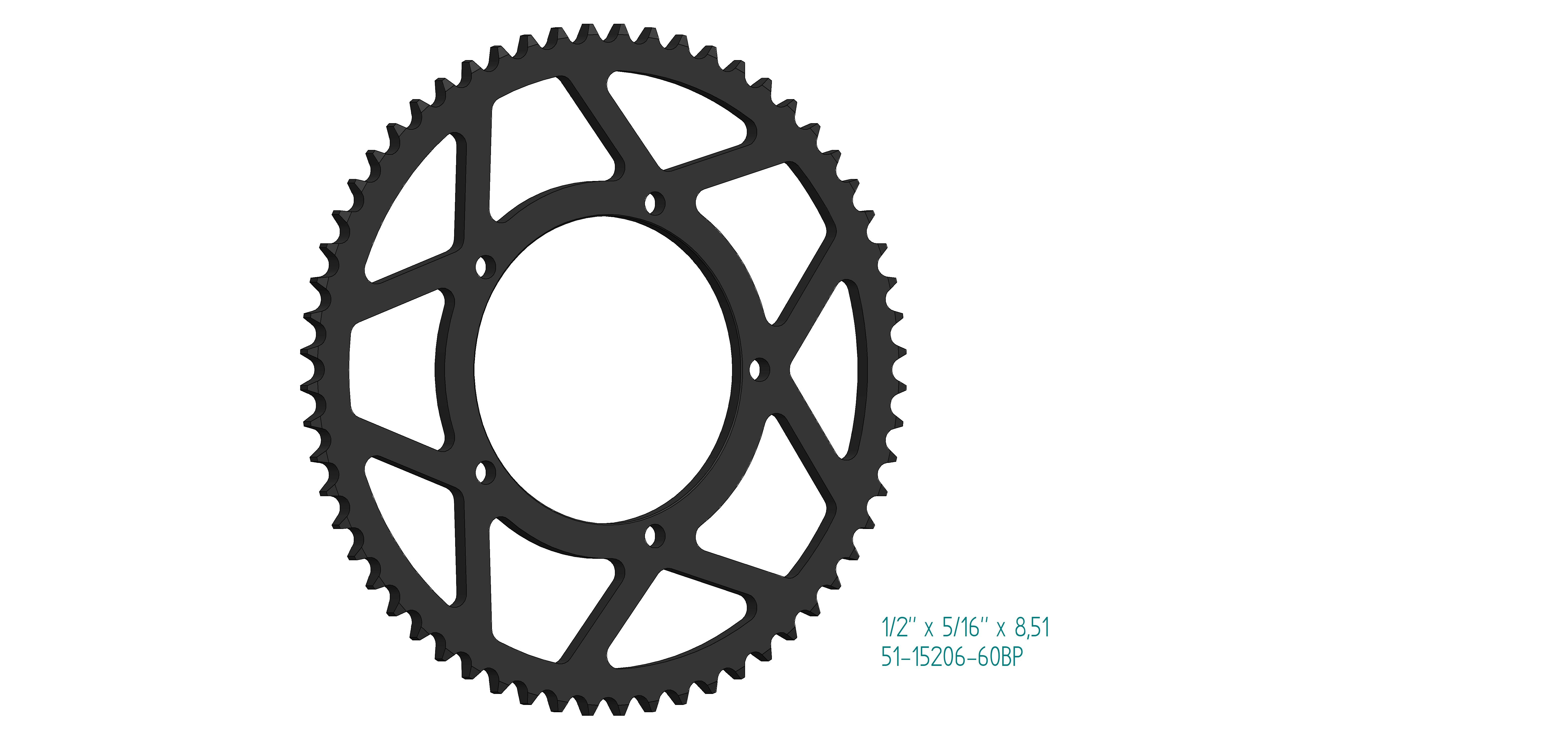 Couronne aluminium Esjot 60Z pas 428 noir - Diamètre intérieur 110 - Entraxe 125 - vue 3