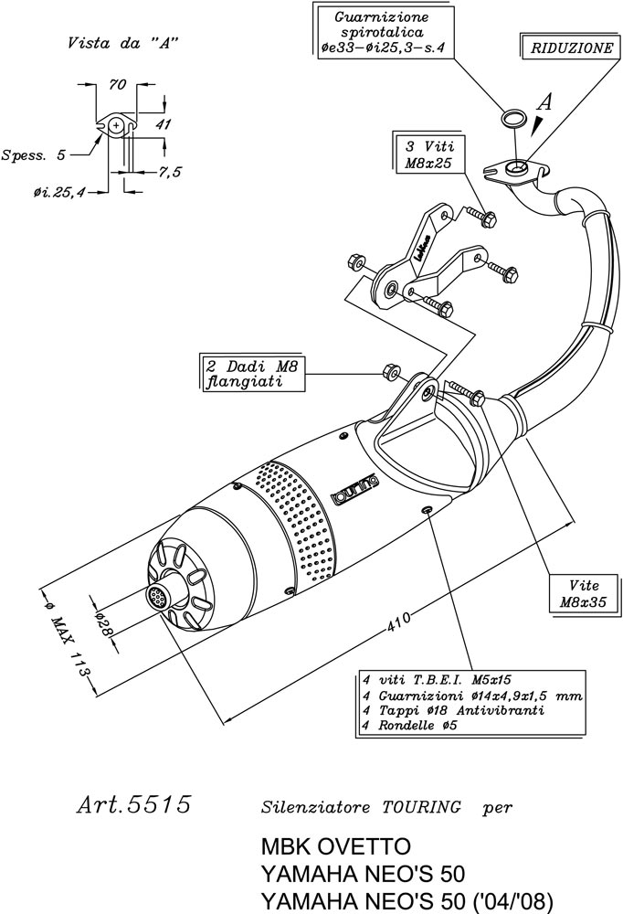 Pot d'échappement Leovince Scoot Touring MBK Ovetto / Yamaha Néos (5515) - vue 8